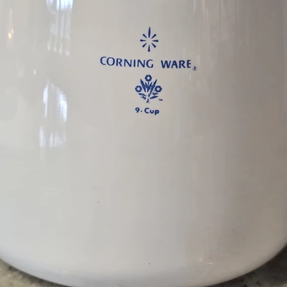 Vintage Corningware Pitcher White Carafe with Blue Floral Motif
